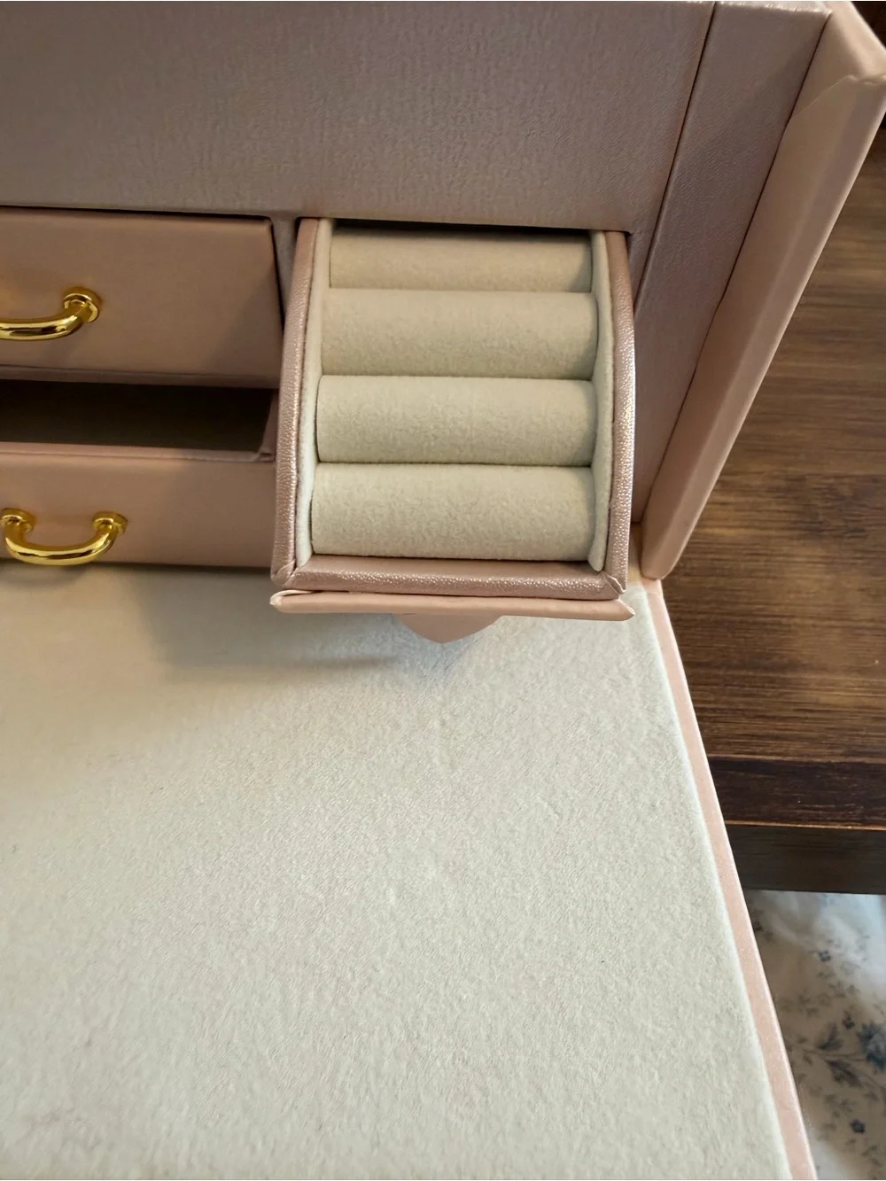 Blush Pink Jewelry Box with Gold Hardware